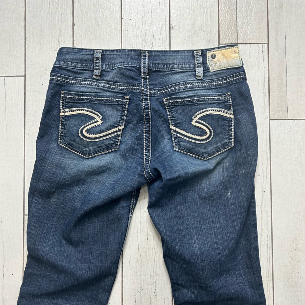 Silver Jeans Womens 31/30 Blue Suki Mid Flare Medium Wash Denim Pockets Logo - Picture 4 of 8